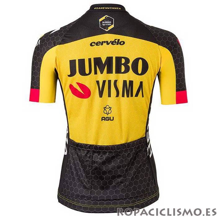 2021 Maillot Mujer Jumbo Visma Tirantes Mangas Cortas Negro Amarillo